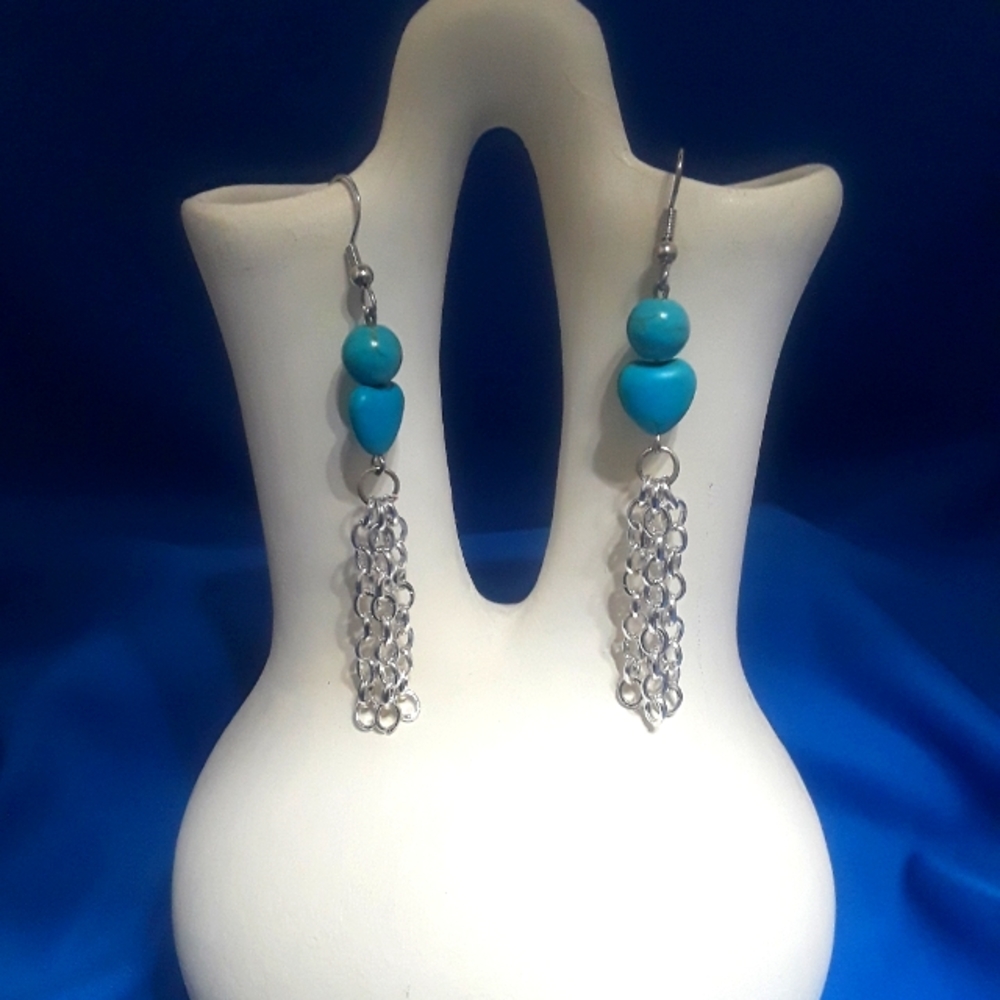 Turquoise dangling earrings.